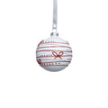 Matte Glass Ornament - White w/ Red Ribbon Design