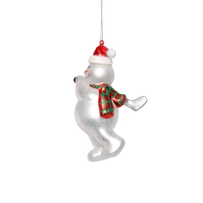Glass Snowman Playing Golf Ornament - Set of 6
