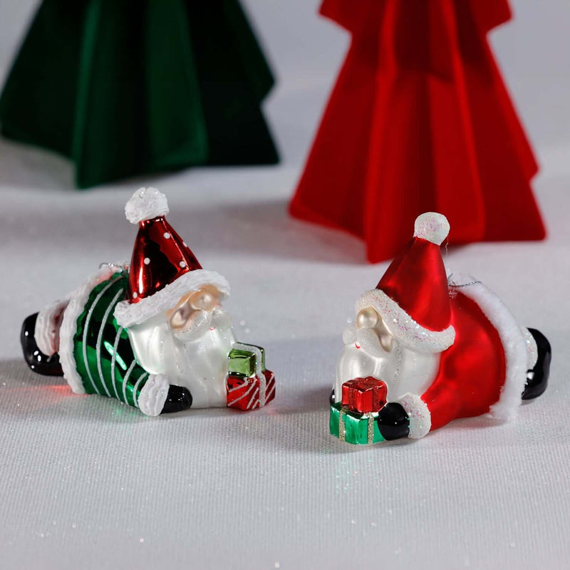 Glass Santa Laying Down Ornaments - SINGLE - CARLYLE AVENUE