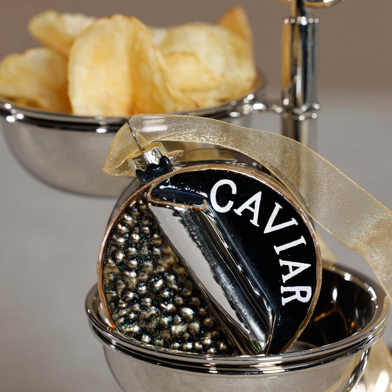 Glass Caviar Box Ornament - Set of 6
