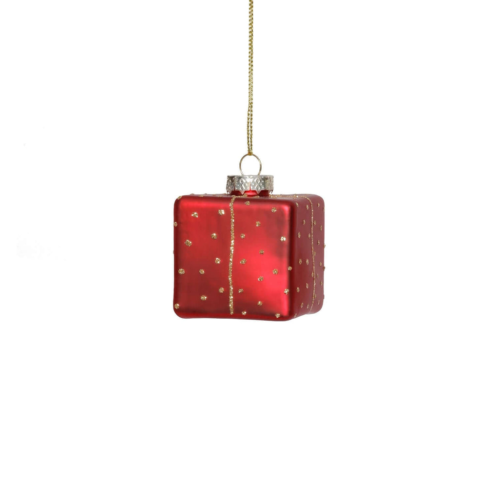Glass Gift Box Ornament - Set of 6 Assorted - CARLYLE AVENUE