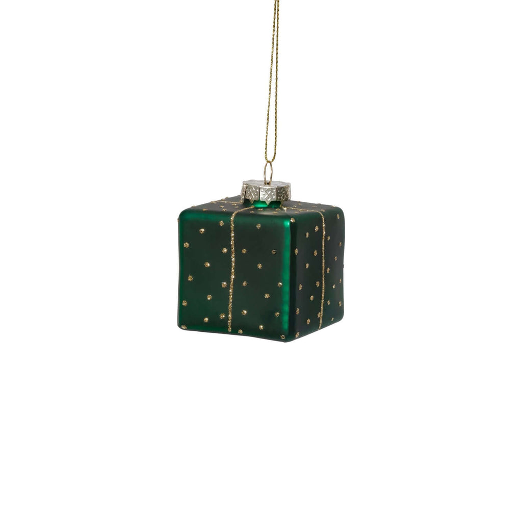 Glass Gift Box Ornament - Set of 6 Assorted - CARLYLE AVENUE