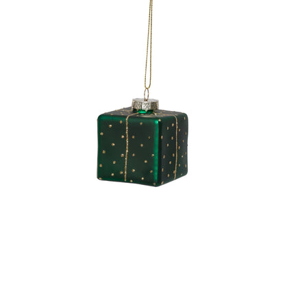 Glass Gift Box Ornament - Set of 6 Assorted - CARLYLE AVENUE