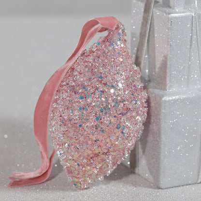 Beaded Teardrop Glass Ornament - Pink - Set of 6 - CARLYLE AVENUE