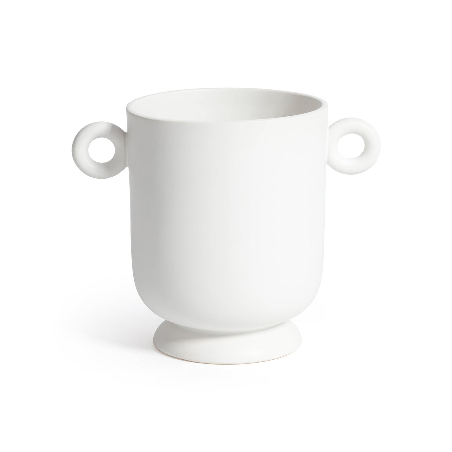 White Ceramic Planter / Vase with Loop Handles