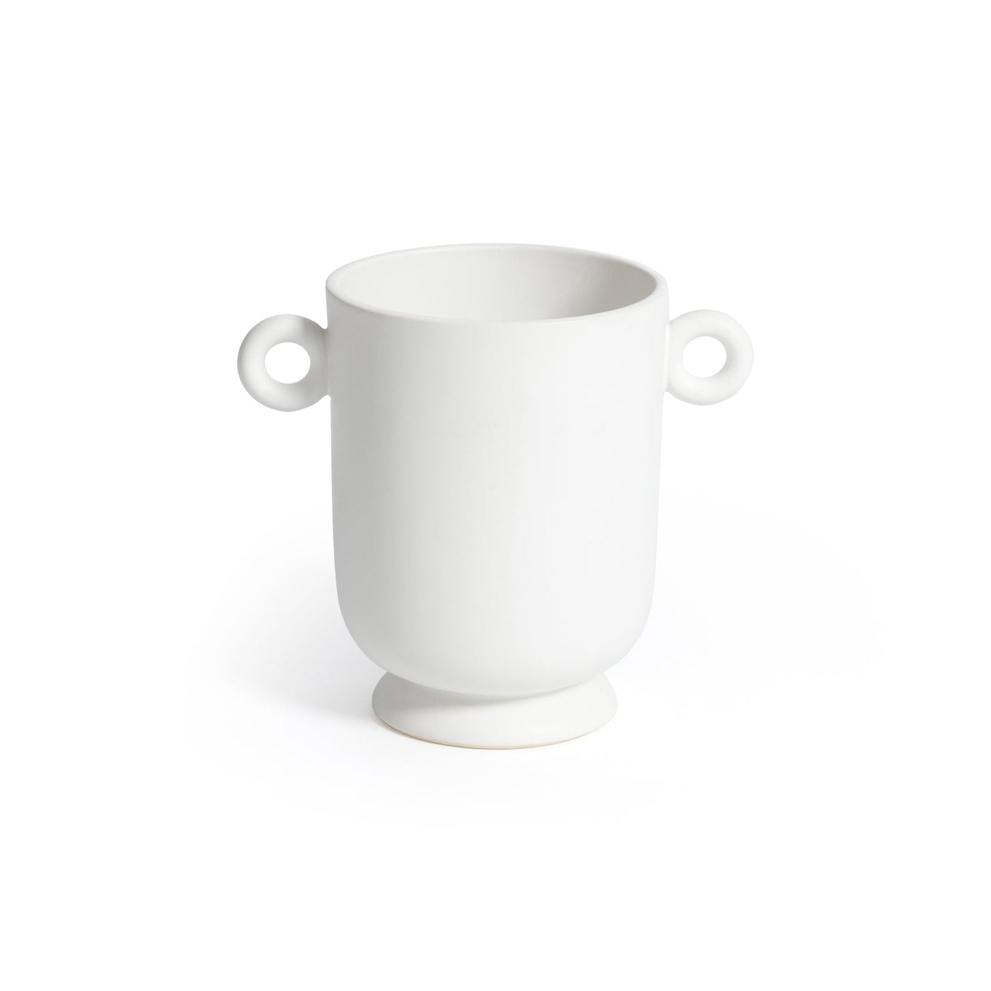 White Ceramic Planter / Vase with Loop Handles