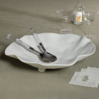 Alfresco Ceramic Round Wavy Bowl on Stand