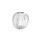 Liège Blown Glass Vase with a rounded shape and deep vertical channels, showcasing its luminous clear glass design.