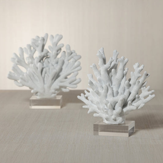 White Resin Coral on Acrylic Base