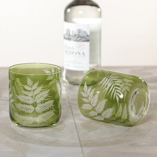 Fern Leaf Rocks Glass - Set of 6