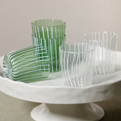 Marina White Stripe Glass Tumbler (Set of 6)