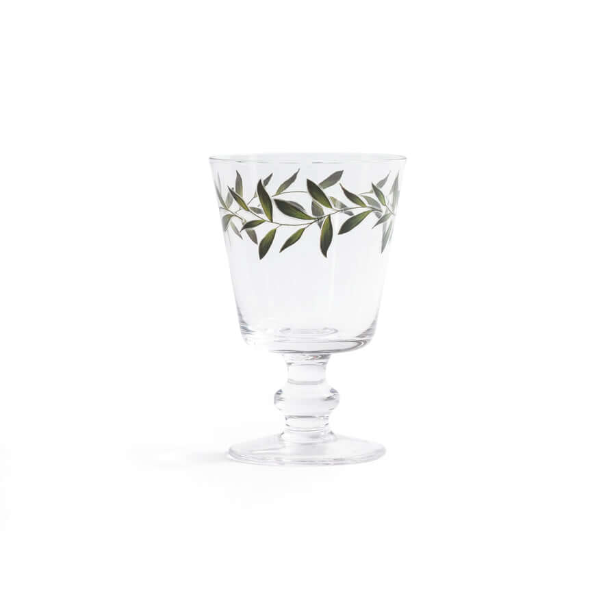 Whispering Leaves stemware, olive branch detail