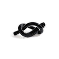 Obsidian Glass Knot Paperweight in sleek black glass, showcasing a modern knotted design for elegant decor.