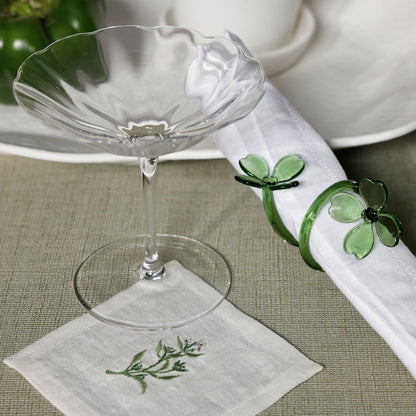 Four Botanica Glass Flower Napkin Rings - Boxed (Set of 4)