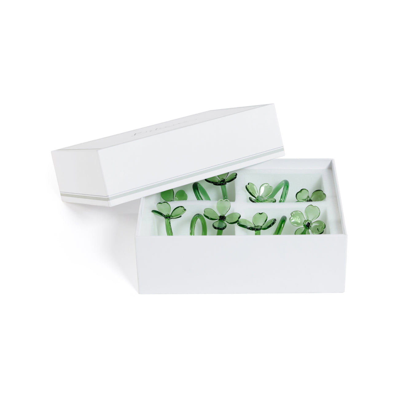 Four Botanica Glass Flower Napkin Rings - Boxed (Set of 4)