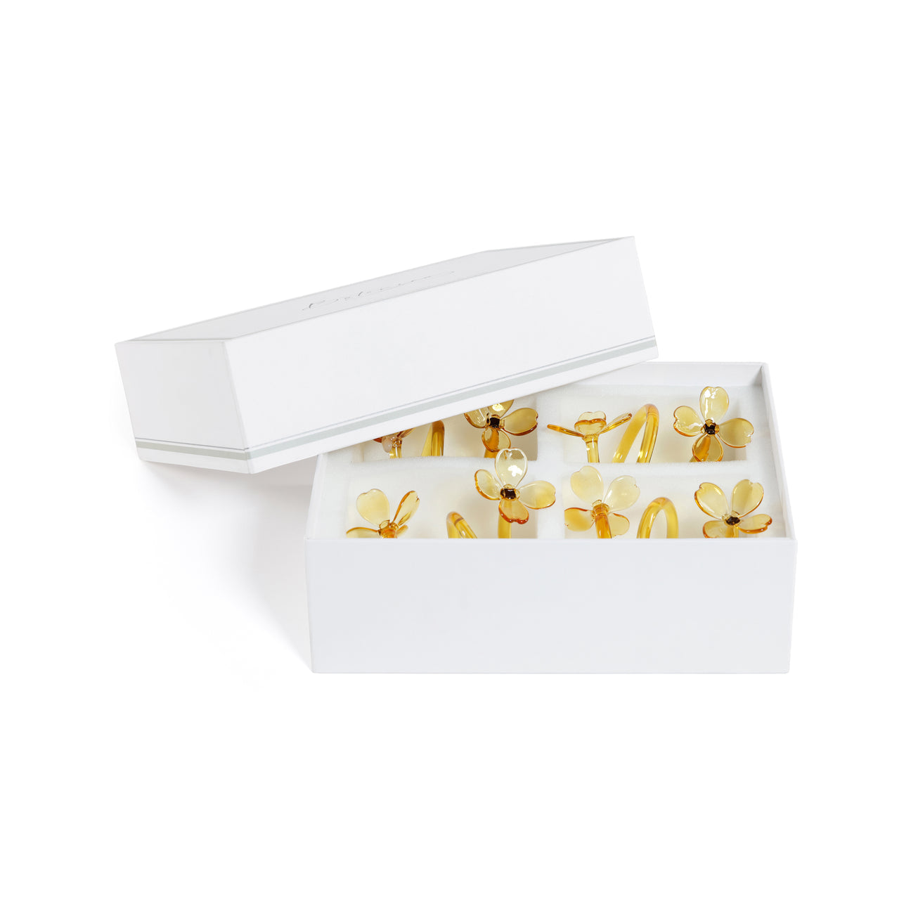 Four Botanica Glass Flower Napkin Rings - Boxed (Set of 4)