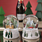 Ski Scene Snow Globe, Skier on Red Car
