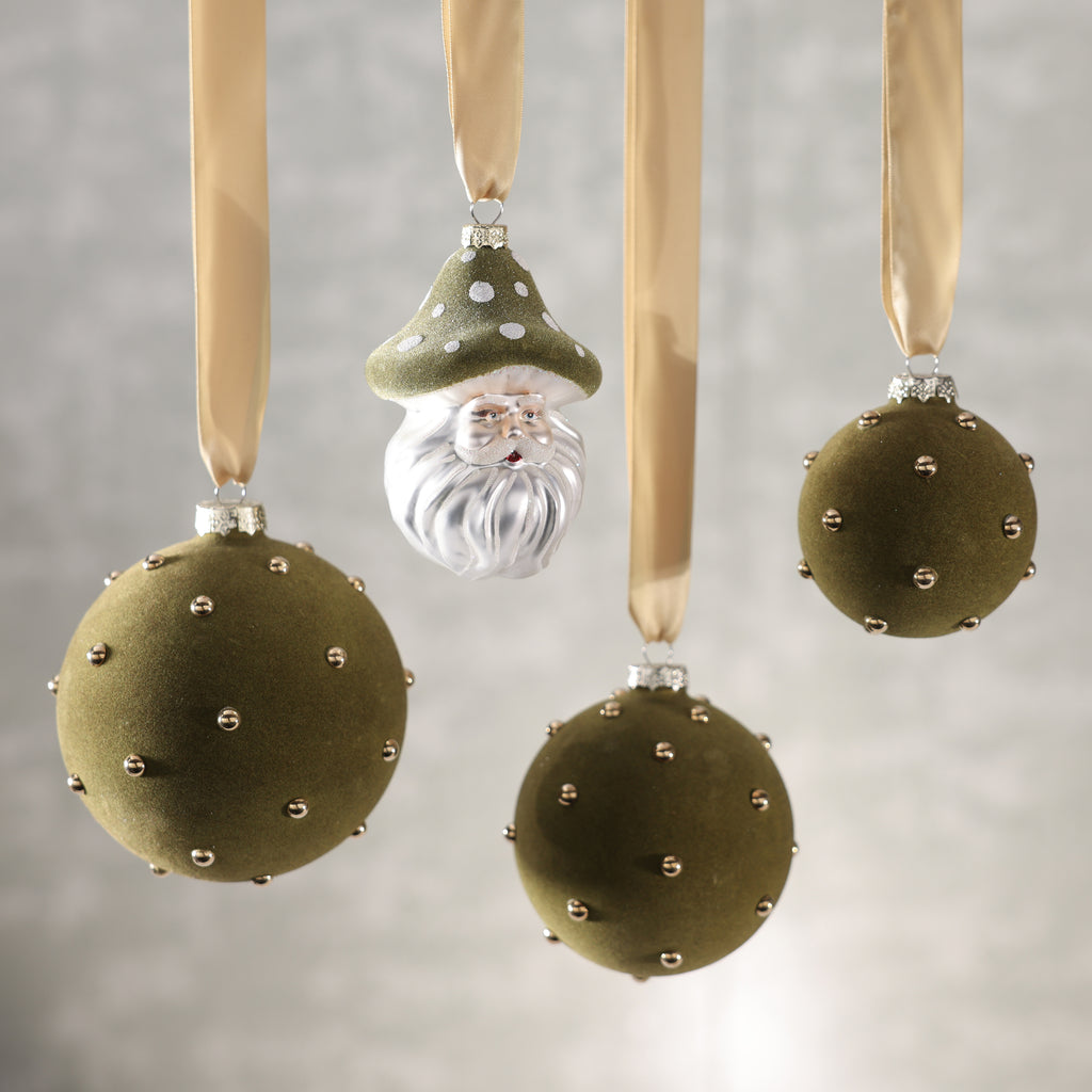 Glass Felt Ball Ornament with Gold Studs