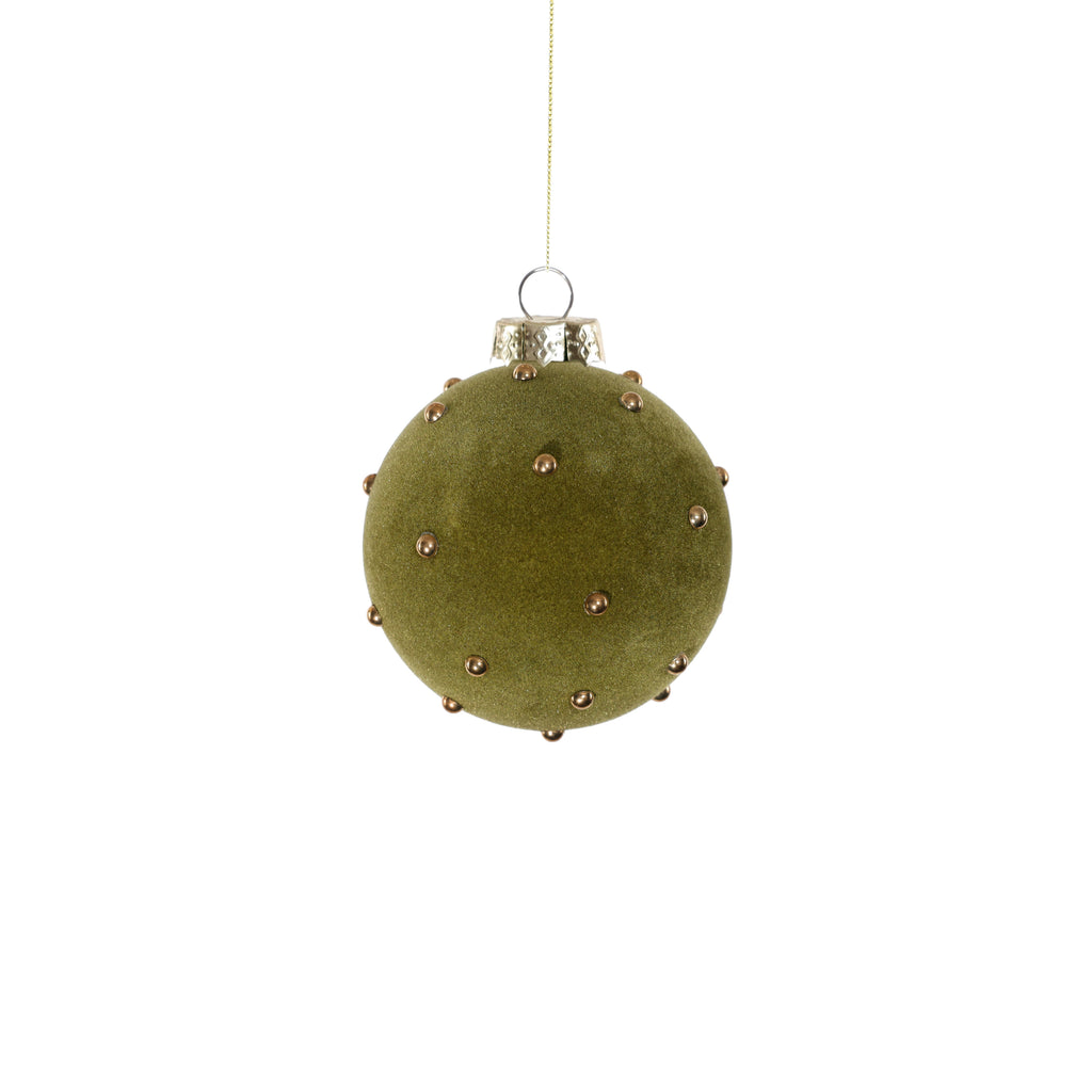 Glass Felt Ball Ornament with Gold Studs