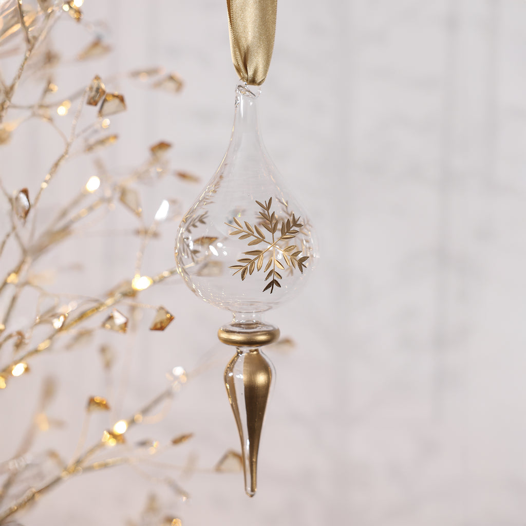 Gold Trimmed Artisan Blown Glass Finial Ornament - 2 Assorted Pieces