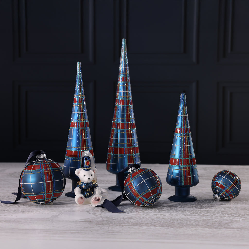 Plaid Design Glass Ball Ornament