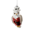 Owl with Top Hat Glass Ornament