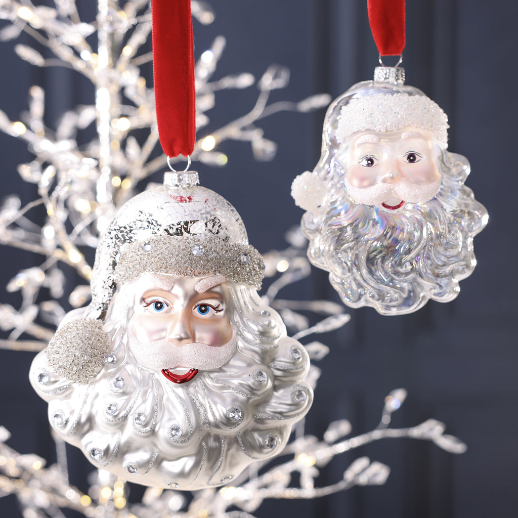 White Santa Claus Glass Ornament