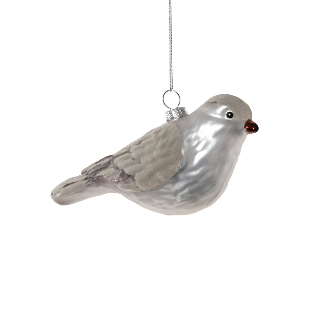 Silver & Gray Glass Bird Ornament