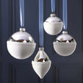 Silver and White Glass Ornament, Teardrop