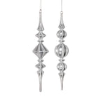 Silver and White Glass Ornament, Silver Trimmed Finial