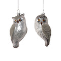 Silver and Gray Owl Glass Ornament - 2 Assorted Pieces