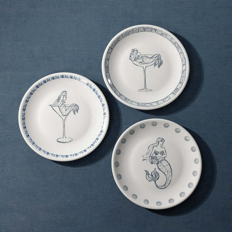The Salty Mermaid Bar / Appetizer Plates - Set of 6 Assorted