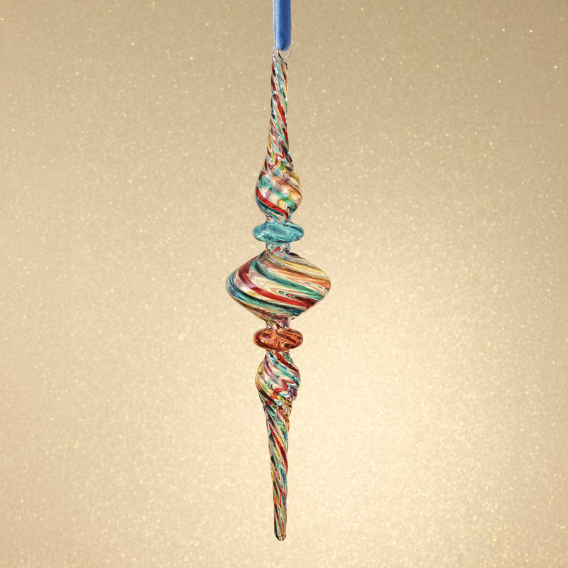 Multicolor Glass Finial Ornament