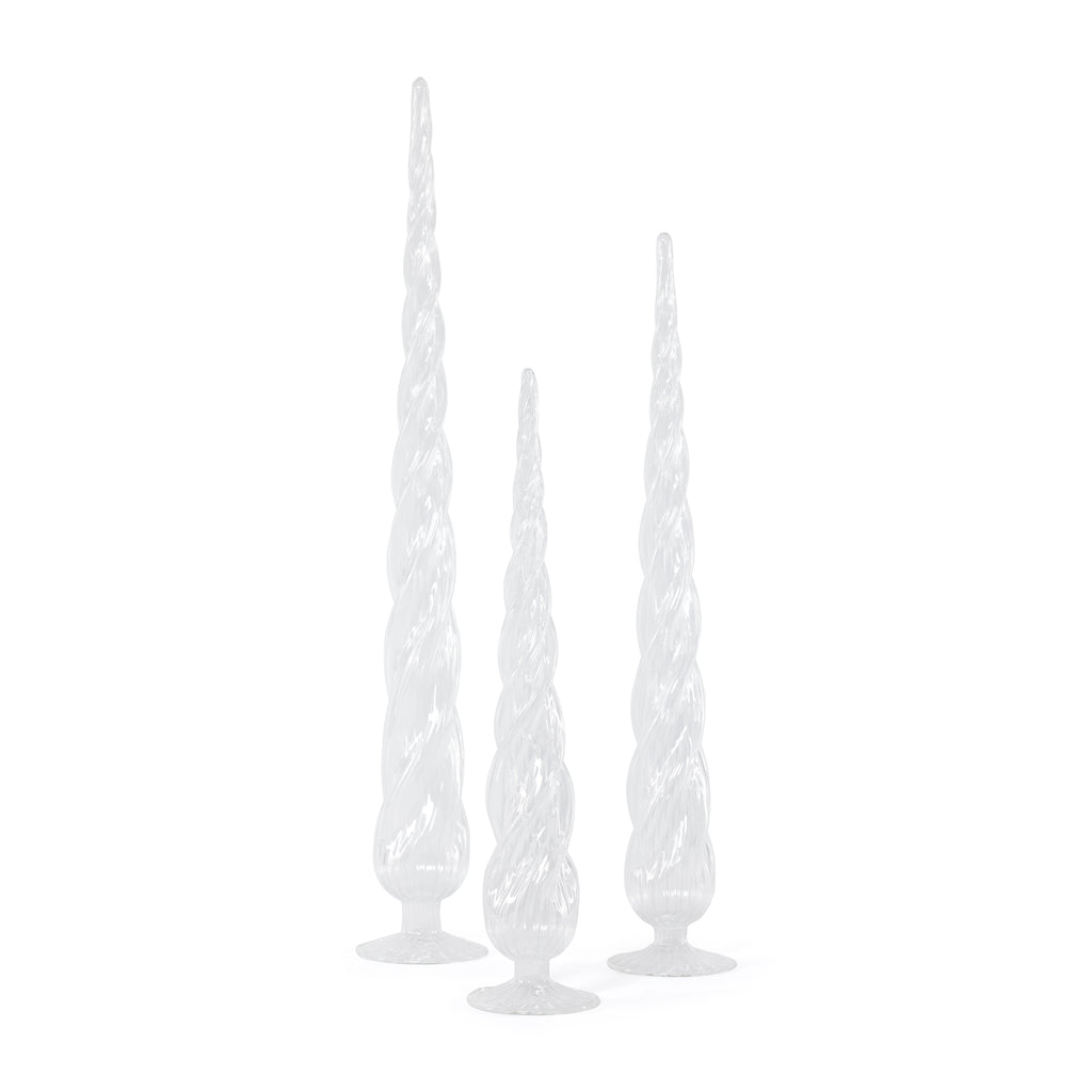 Twisted Glass Decorative Trees - 3 Assorted Sizes