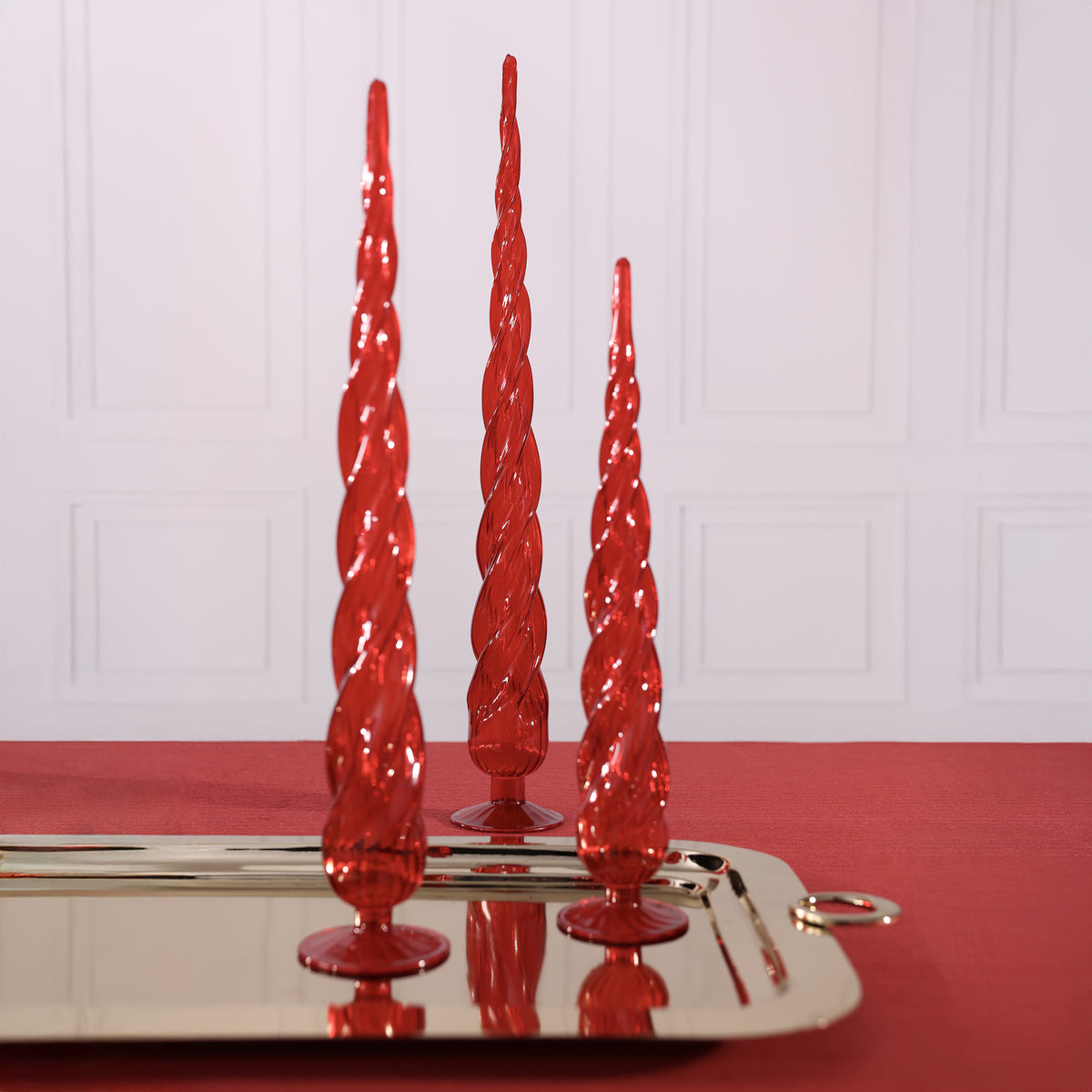 Twisted Glass Decorative Trees - 3 Assorted Sizes