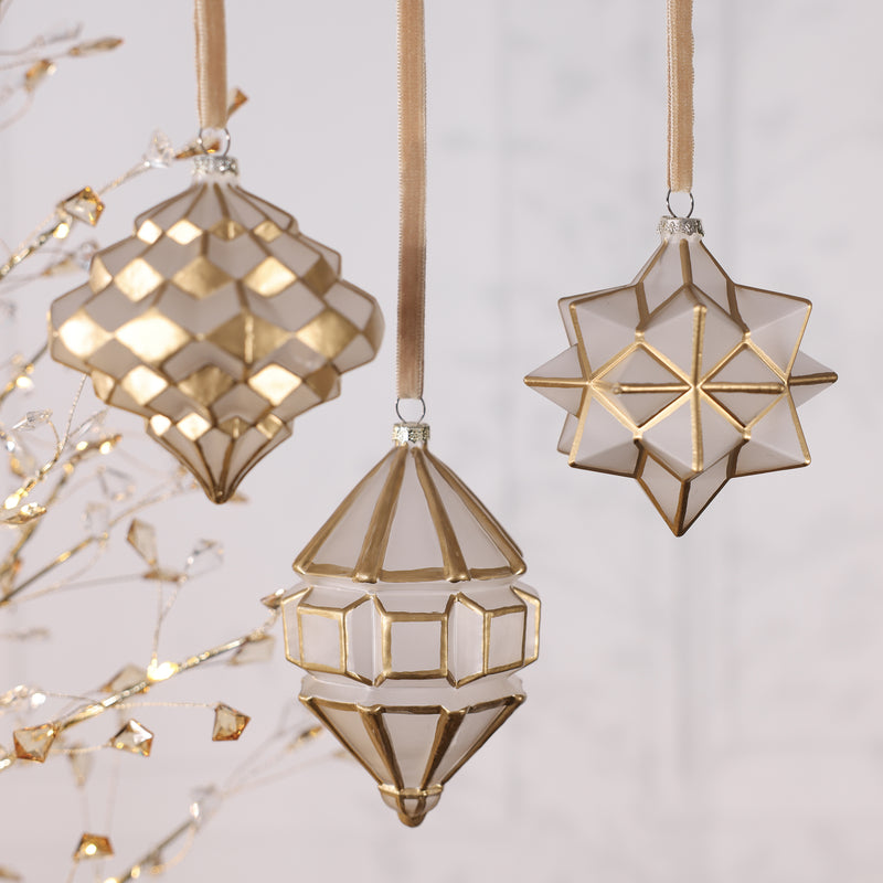 Lantern Style Glass Ornament - 3 Assorted Pieces