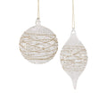 Glitter Wrapped Clear Glass Ball Ornament - 2 Assorted Pieces