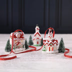 Village Glass Ornament - 3 Assorted Styles - 3 pcs Assorted Styles