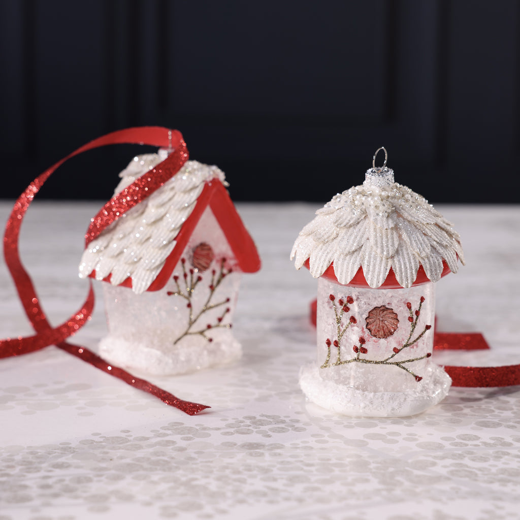 Bird House Glass Ornament - 2 Assorted Styles