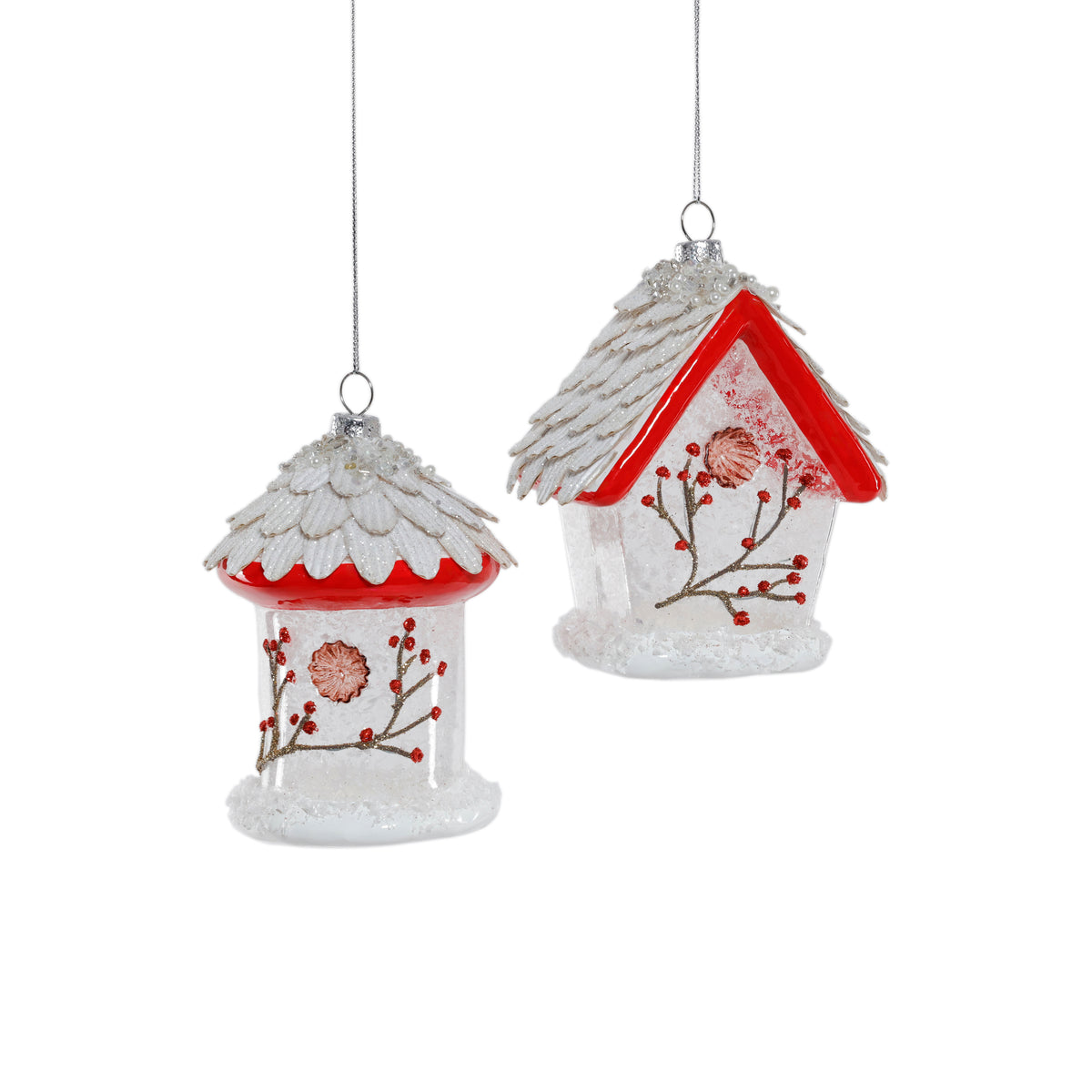 Bird House Glass Ornament - 2 Assorted Styles