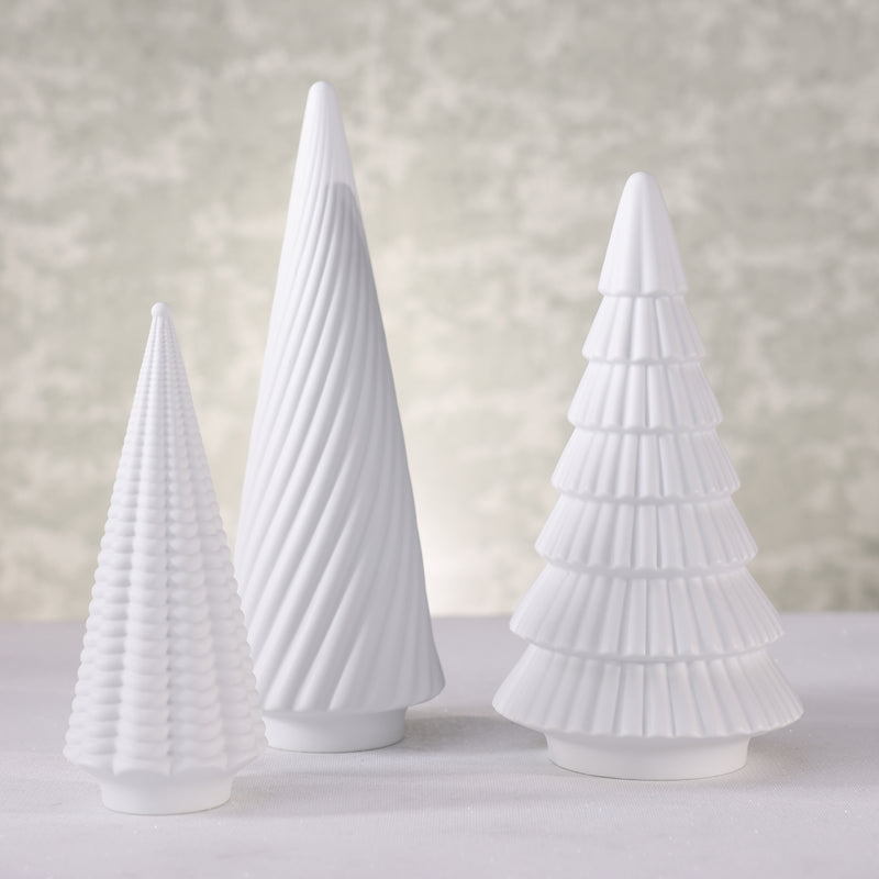 Matt White Porcelain Snow Swirl Tree - 15.25 in