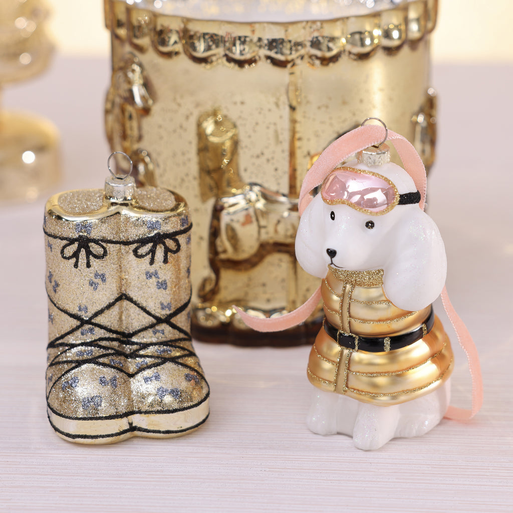 Après-Ski Poodle Glass Ornament