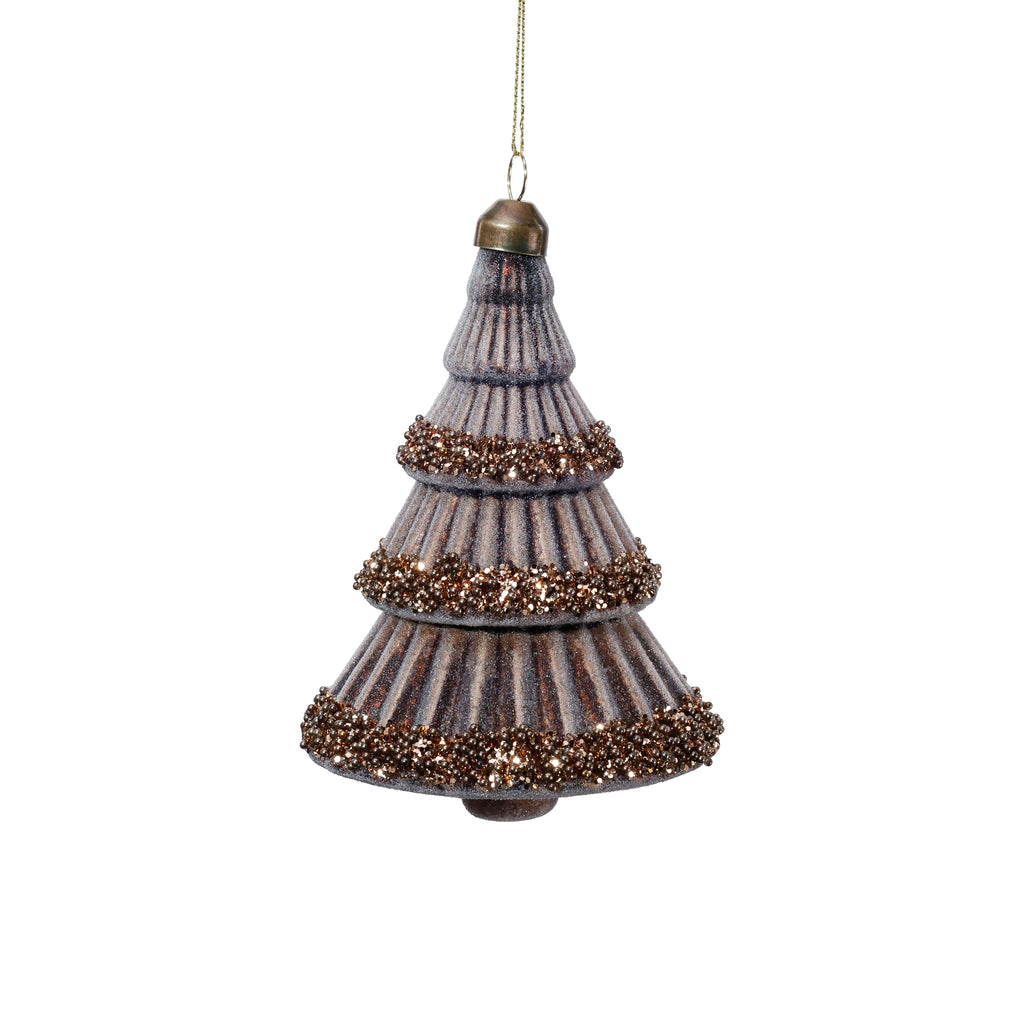 Antique Brown Glass Tree with Glittered Trim