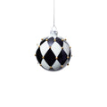 Black and White Harlequin Jewel Glass Ornament
