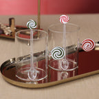 Holiday Peppermint Glass Mug - White & Red