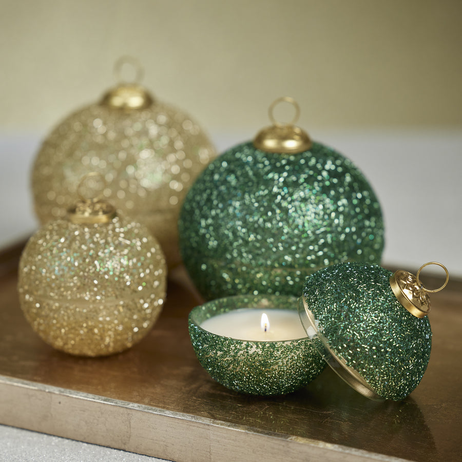 Glitter Ornament Scented Candle - Green