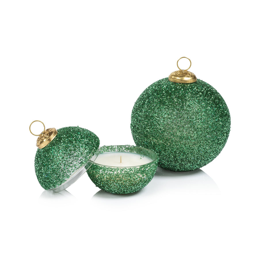 Glitter Ornament Scented Candle - Green