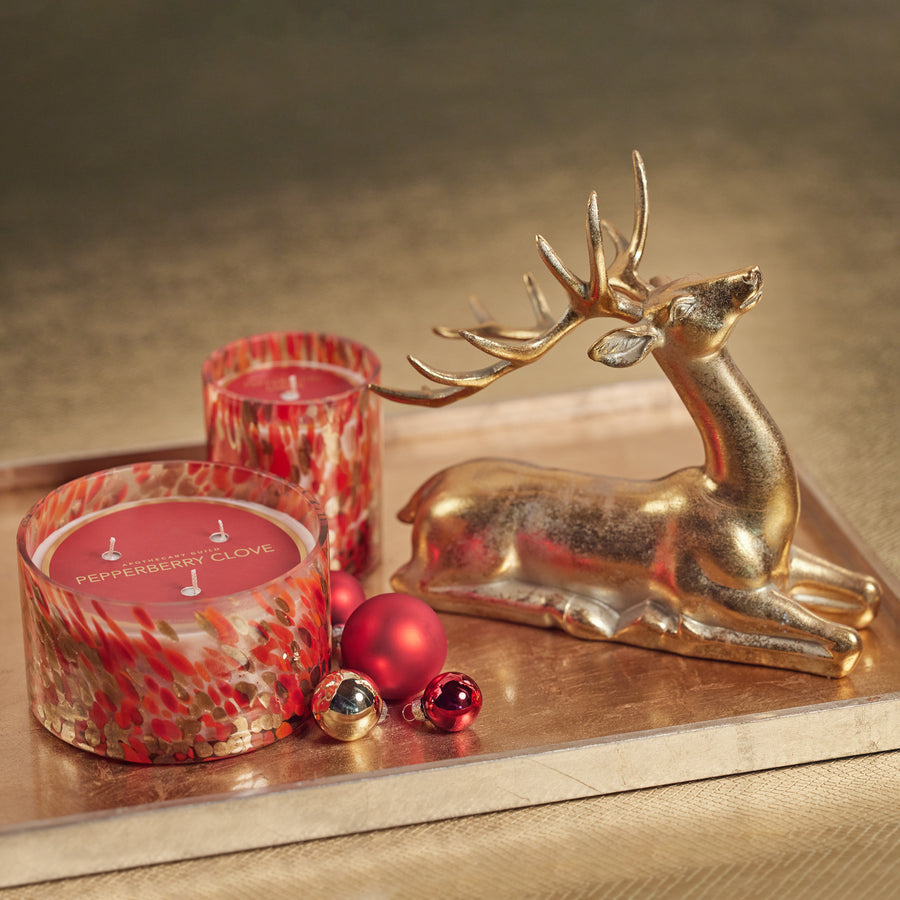 Spangled Glass Scented Candle - Red & Gold