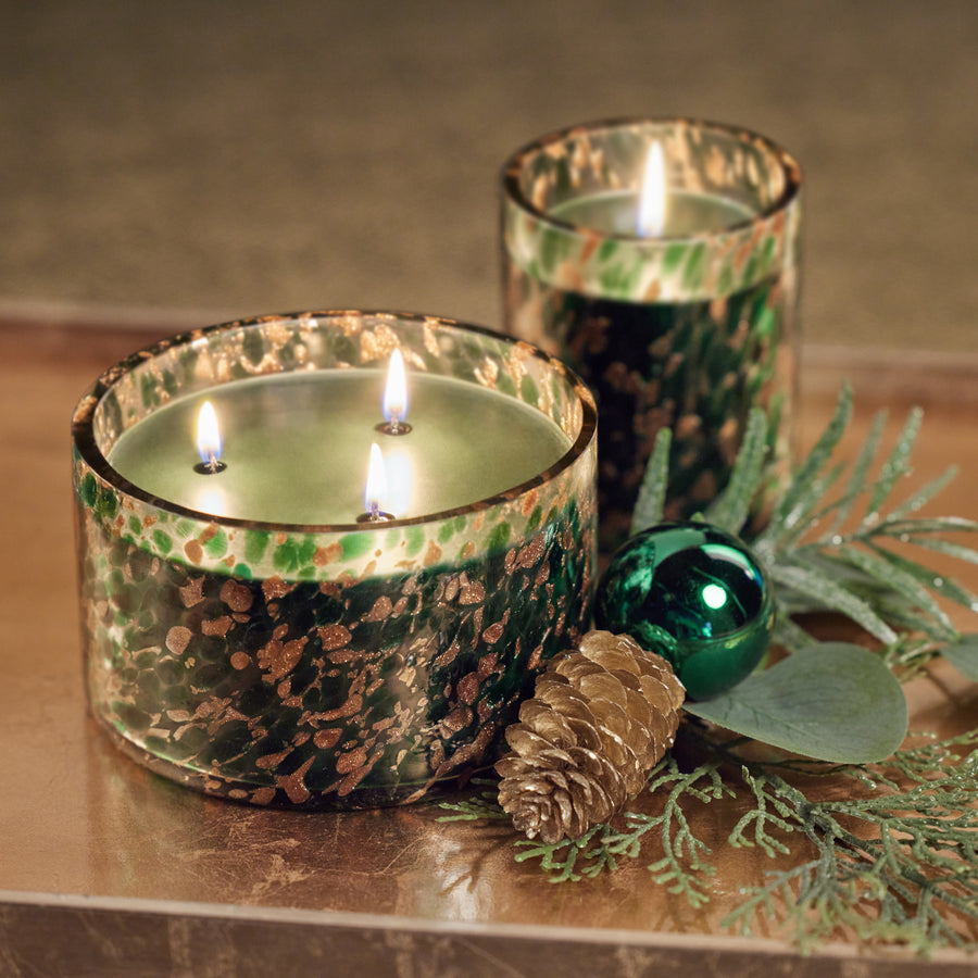 Spangled Glass Scented Candle - Green & Gold