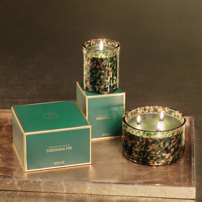 Spangled Glass Scented Candle - Green & Gold - Home Fragrance by Carlyle Avenue